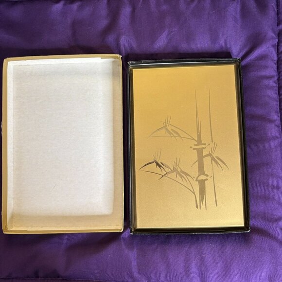 Vintage Otagiri Japan Gold Lacquerware Address Book A-Z Tabs Bamboo Design Box - Picture 7 of 7